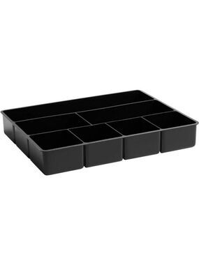 Black Plastic Desk Drawer Organizer Tray Extra Deep Office Supply Storage